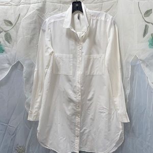 STRADIVARIUS WHITE COTTON BUTTON DOWN TUNIC SZ M
